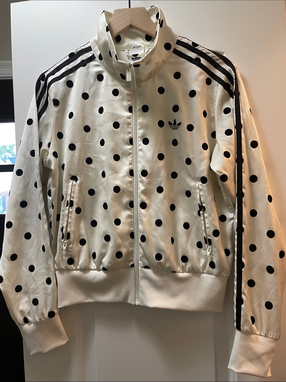 Sold Out Adidas Authentic Original Cream Black Polka Dot Bomber Track Jacket Med